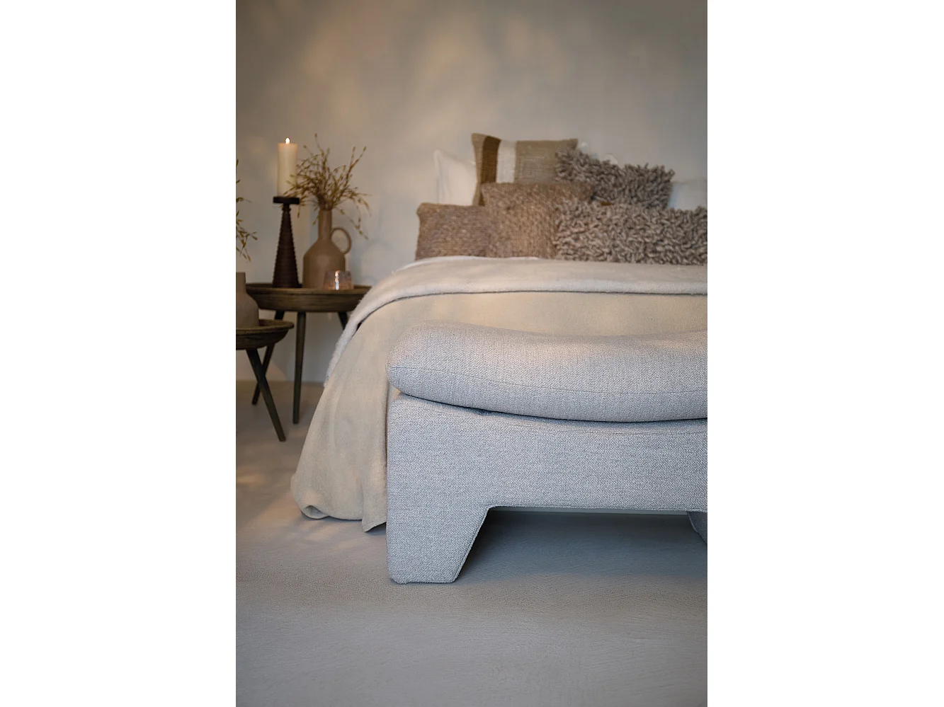 Pouf DASHA - 80x40x48,5cm - Gris