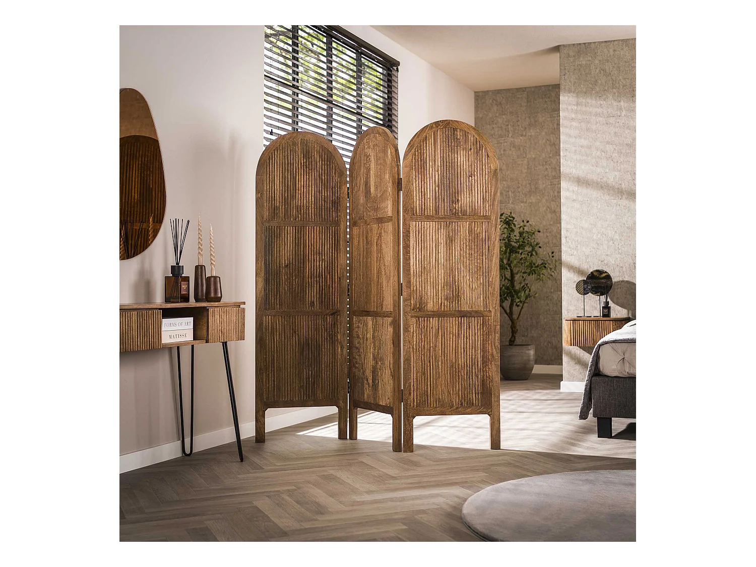 Roomdivider Wave 3-delig - Massief Mango Zandkleur