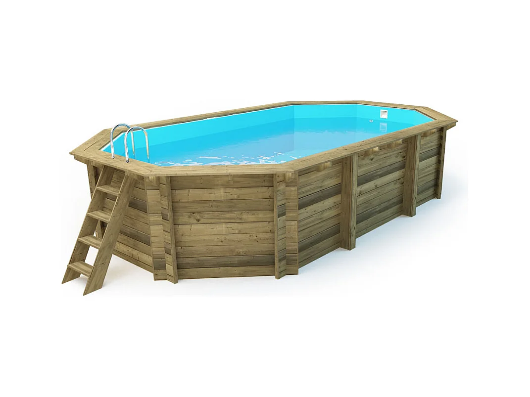 Piscina in legno "Florida145" 6,57 x 4,57 m - Ottagonale, Filtro a Sabbia, Spedizione Gratuita