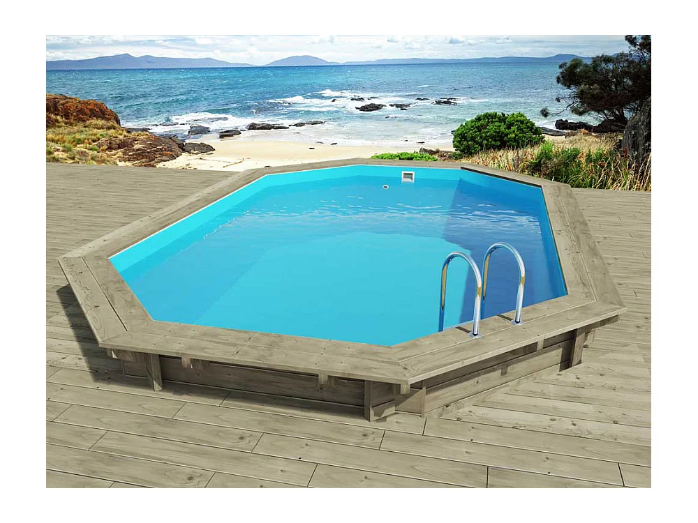 Houten zwembad "Florida145" 6,57 x 4,57 m - Achthoekig, Zandfilter, Gratis Levering