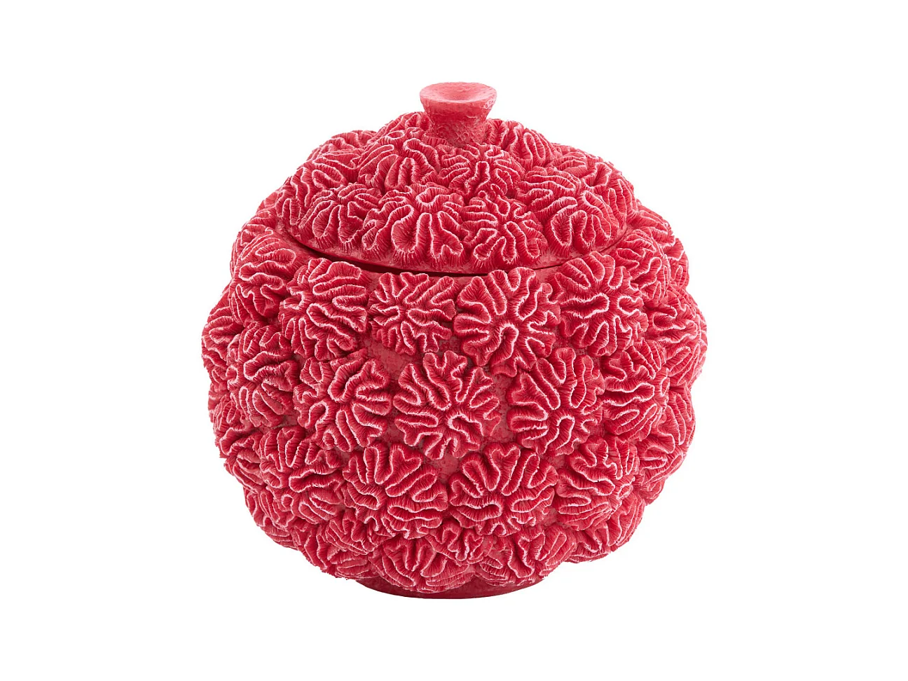 Boîte déco + couvercle CORAIL - Ø17x16cm - Rouge