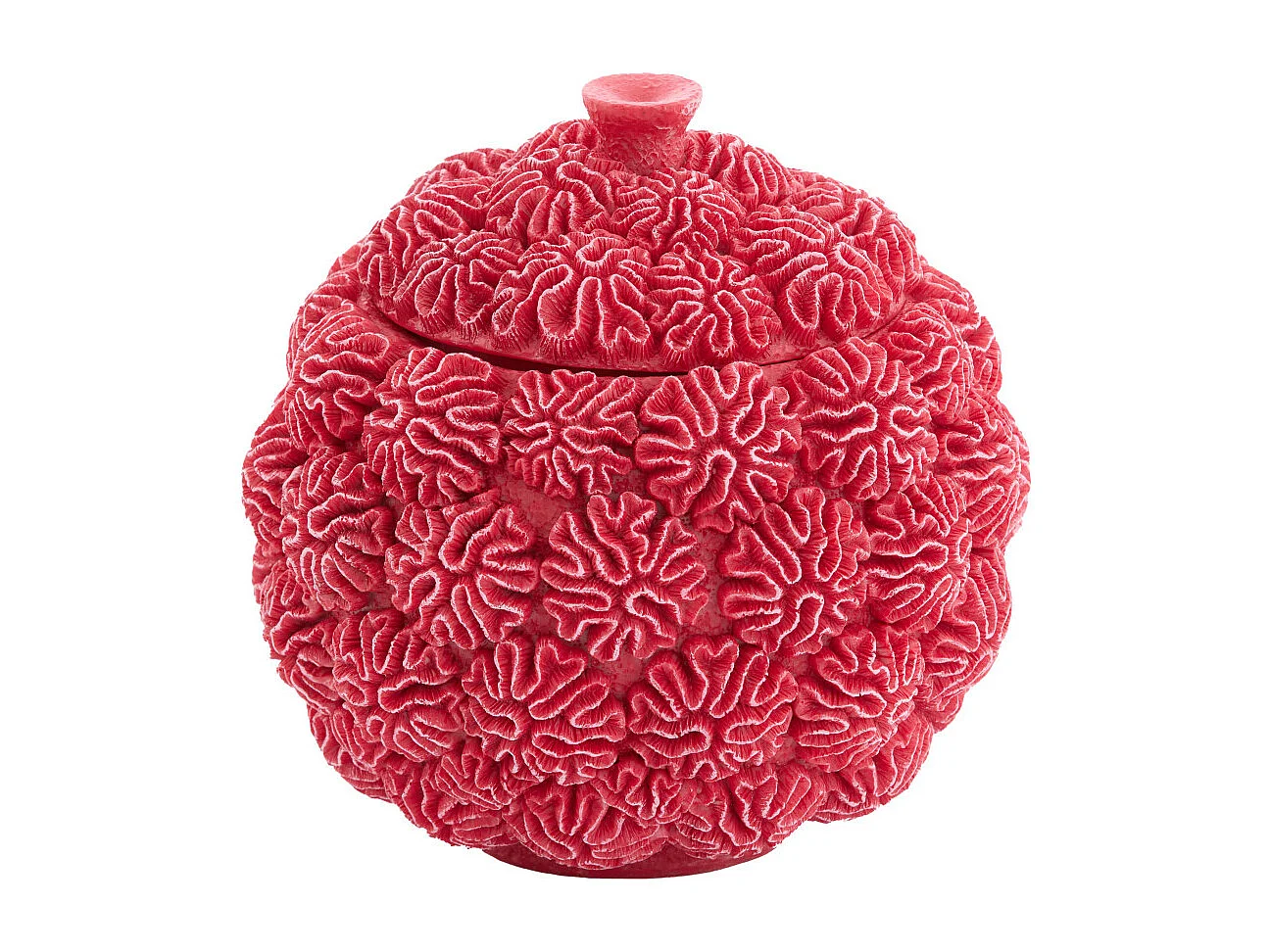 Boîte déco + couvercle CORAIL - Ø17x16cm - Rouge