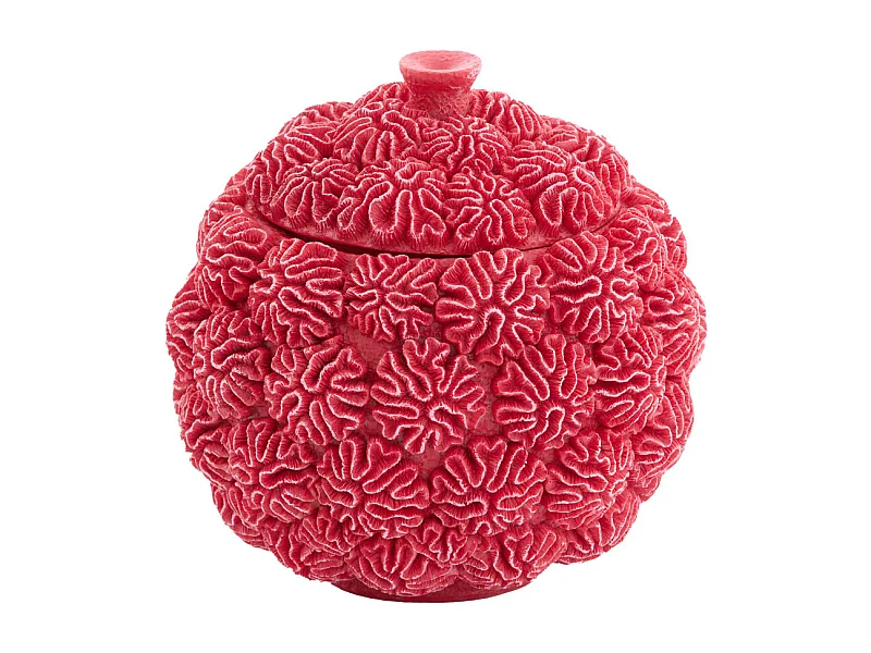 Boîte déco + couvercle CORAIL - Ø17x16cm - Rouge