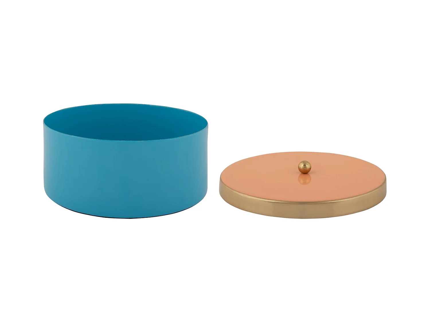 Boîte de rangement Double Funky Medium - Bleu aqua et orange pêche