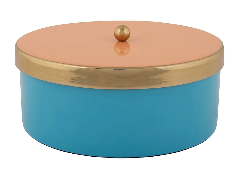 Boîte de rangement Double Funky Medium - Bleu aqua et orange pêche