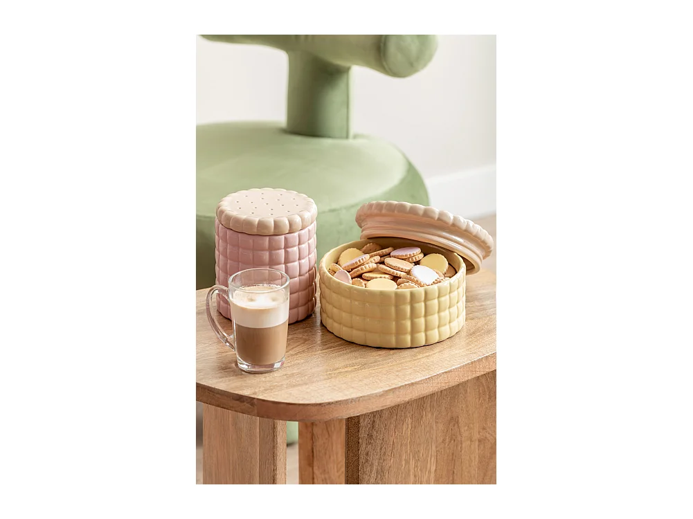Boîte à biscuits en pot de rangement, grande taille - Jaune clair