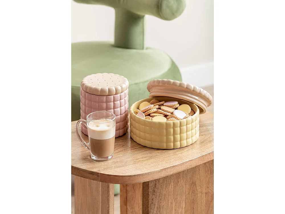 Boîte à biscuits en pot de rangement, grande taille - Jaune clair