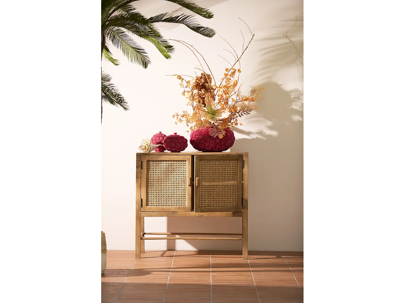 Caja decorativa + tapa CORAL - Ø20x15,5cm - Rojo