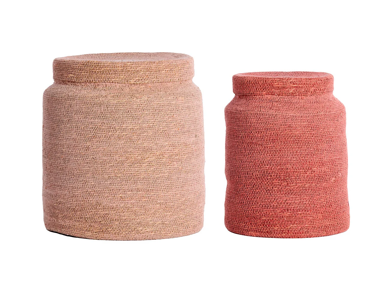 Panier BETANIA - Ø33x38cm - Rose - Lot de 2