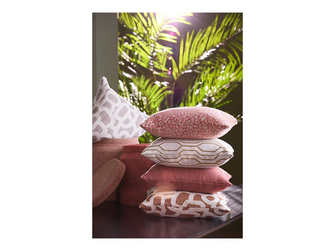 Panier BETANIA - Ø33x38cm - Rose - Lot de 2