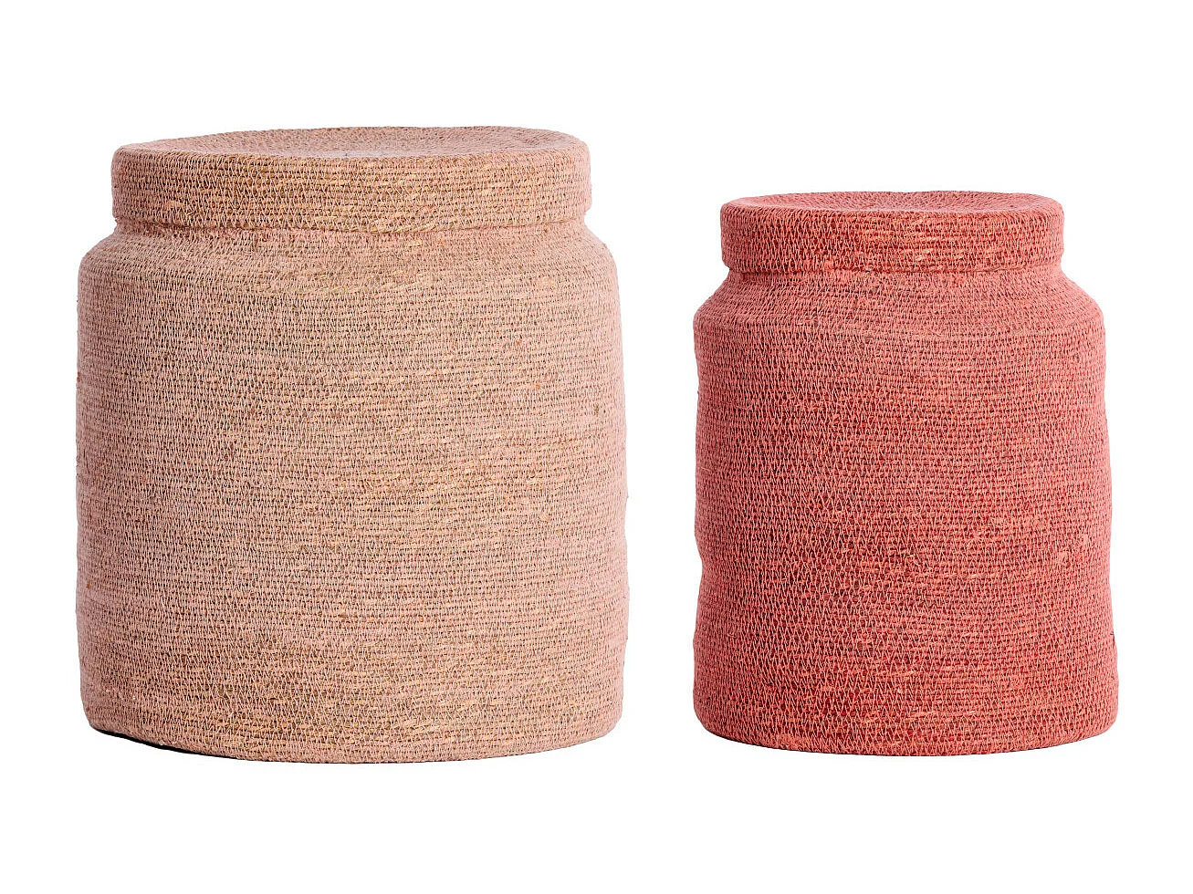 Panier BETANIA - Ø33x38cm - Rose - Lot de 2