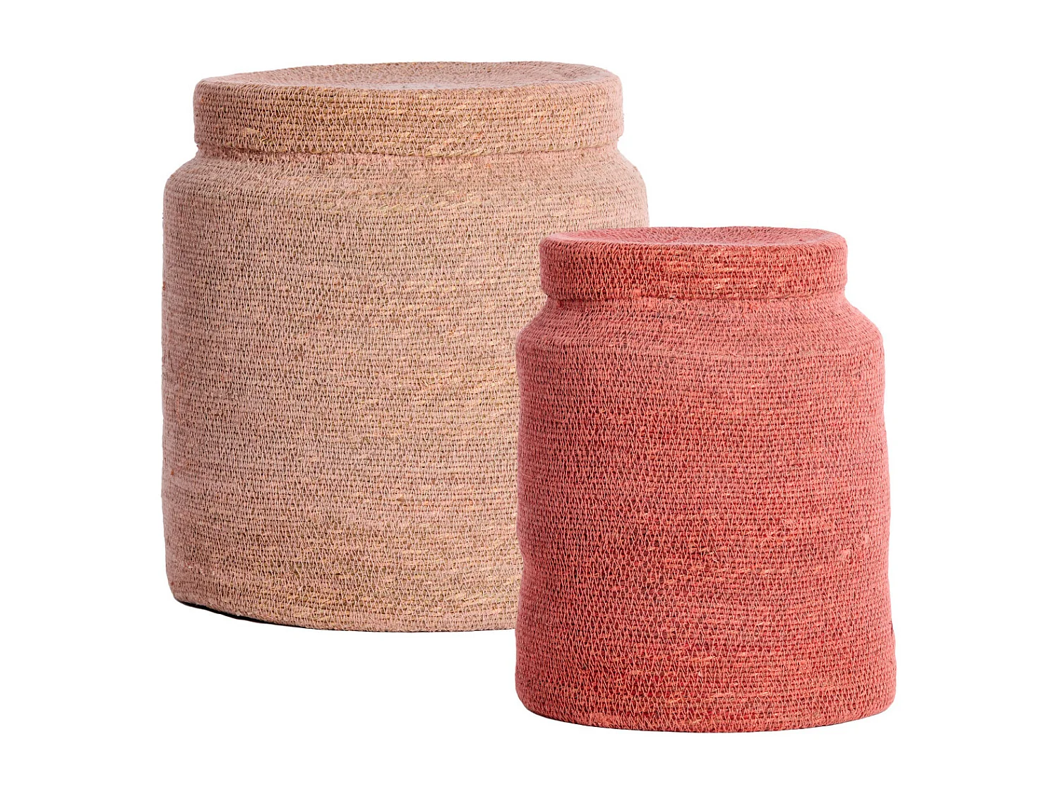 Panier BETANIA - Ø33x38cm - Rose - Lot de 2