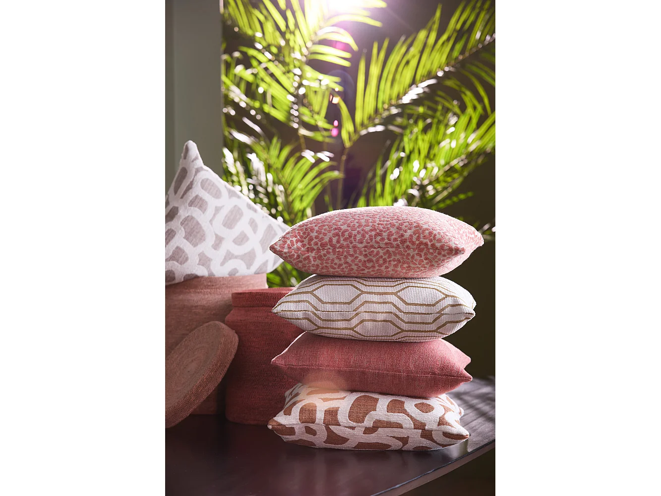 Panier BETANIA - Ø33x38cm - Rose - Lot de 2