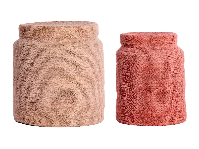 Panier BETANIA - Ø33x38cm - Rose - Lot de 2