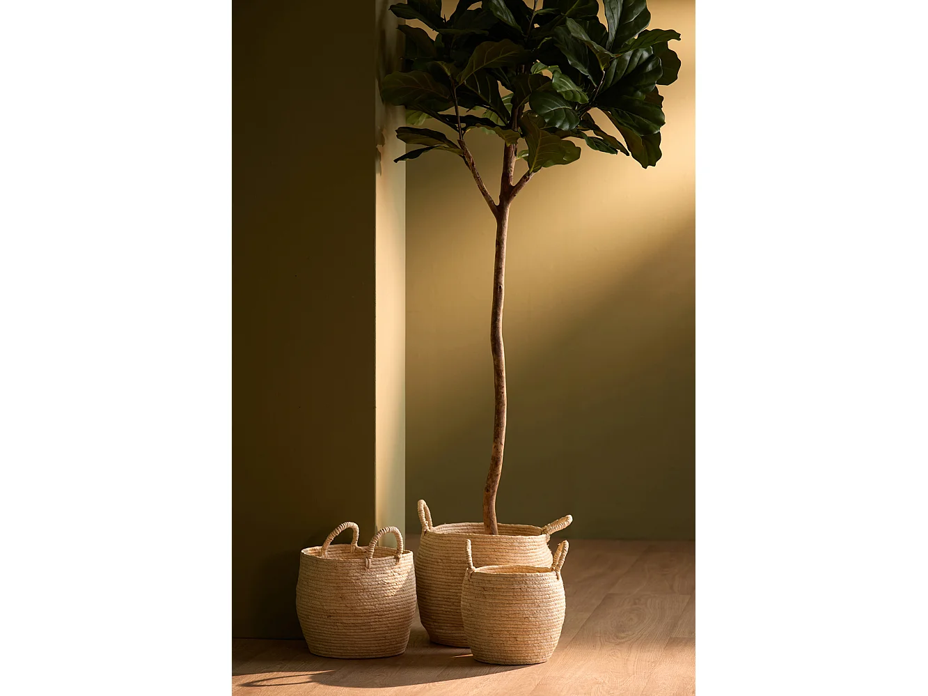 Panier KILBAHA - Ø33x30cm - Marron - Lot de 3