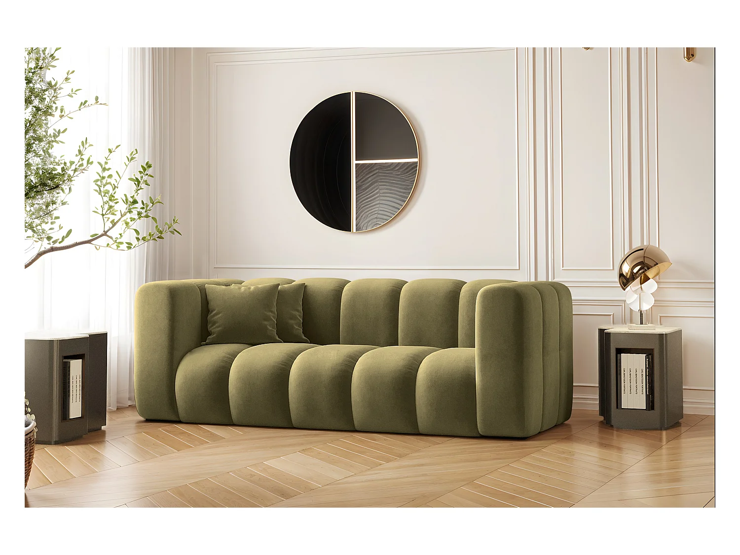 Canapé Canapé deux places Grand Modular tissu Salvador Olive