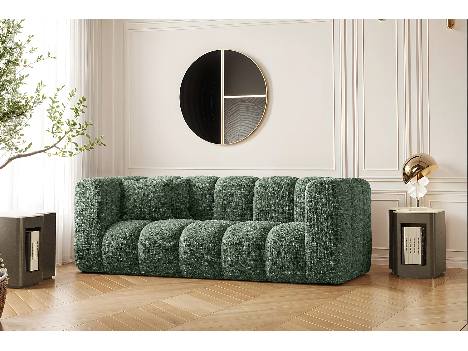 Couch, Sofa, Zweisitzer-Sofa Grand Modular Stoff Haga Grün