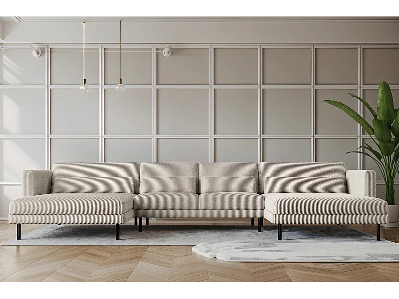 Divano angolare DANI a forma di U Tessuto elegante Poso Beige