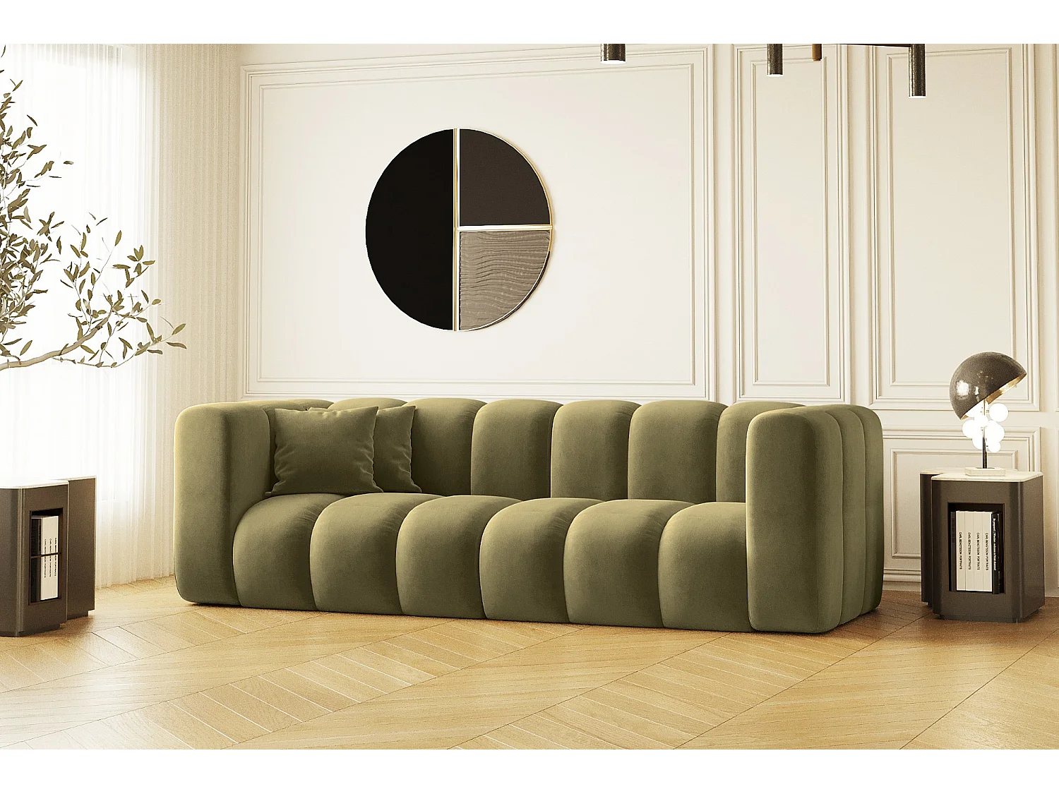 Driezitsbank Grand Modular stof Salvador Olive