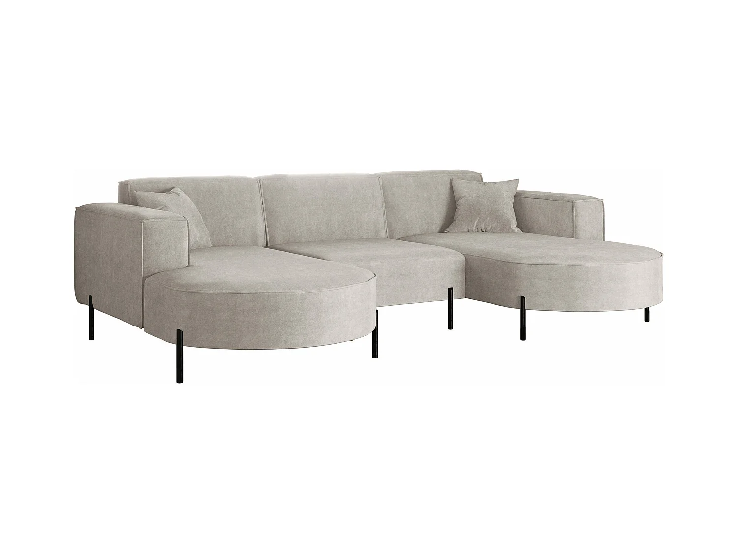 Canapé d'angle, Canapé Designer Modena U Pure tissu Noel Gris Clair