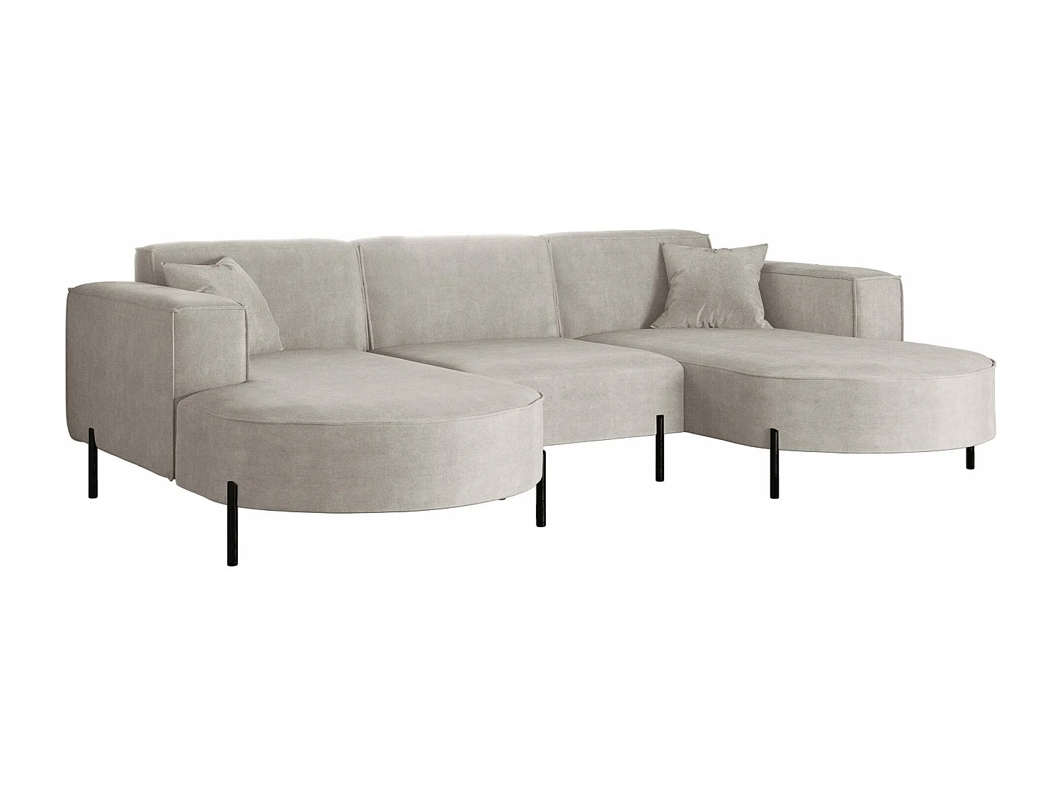 Canapé d'angle, Canapé Designer Modena U Pure tissu Noel Gris Clair