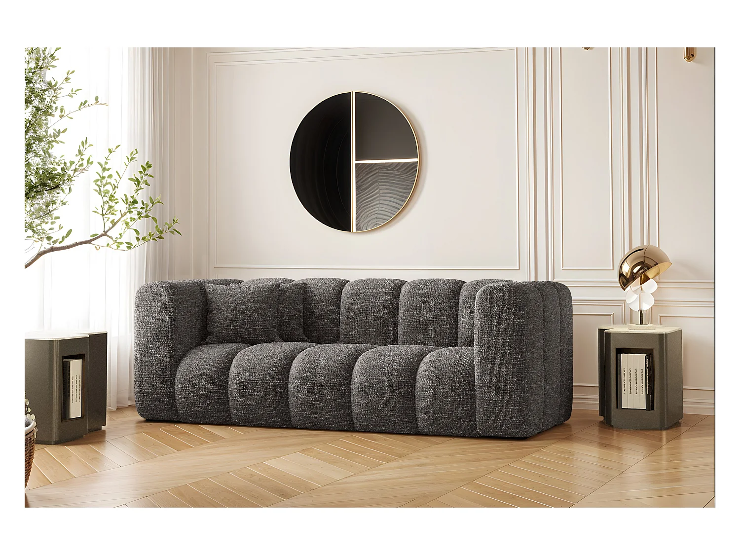 Bank, Sofa, Tweezitsbank Grand Modular Stof Haga Grafiet