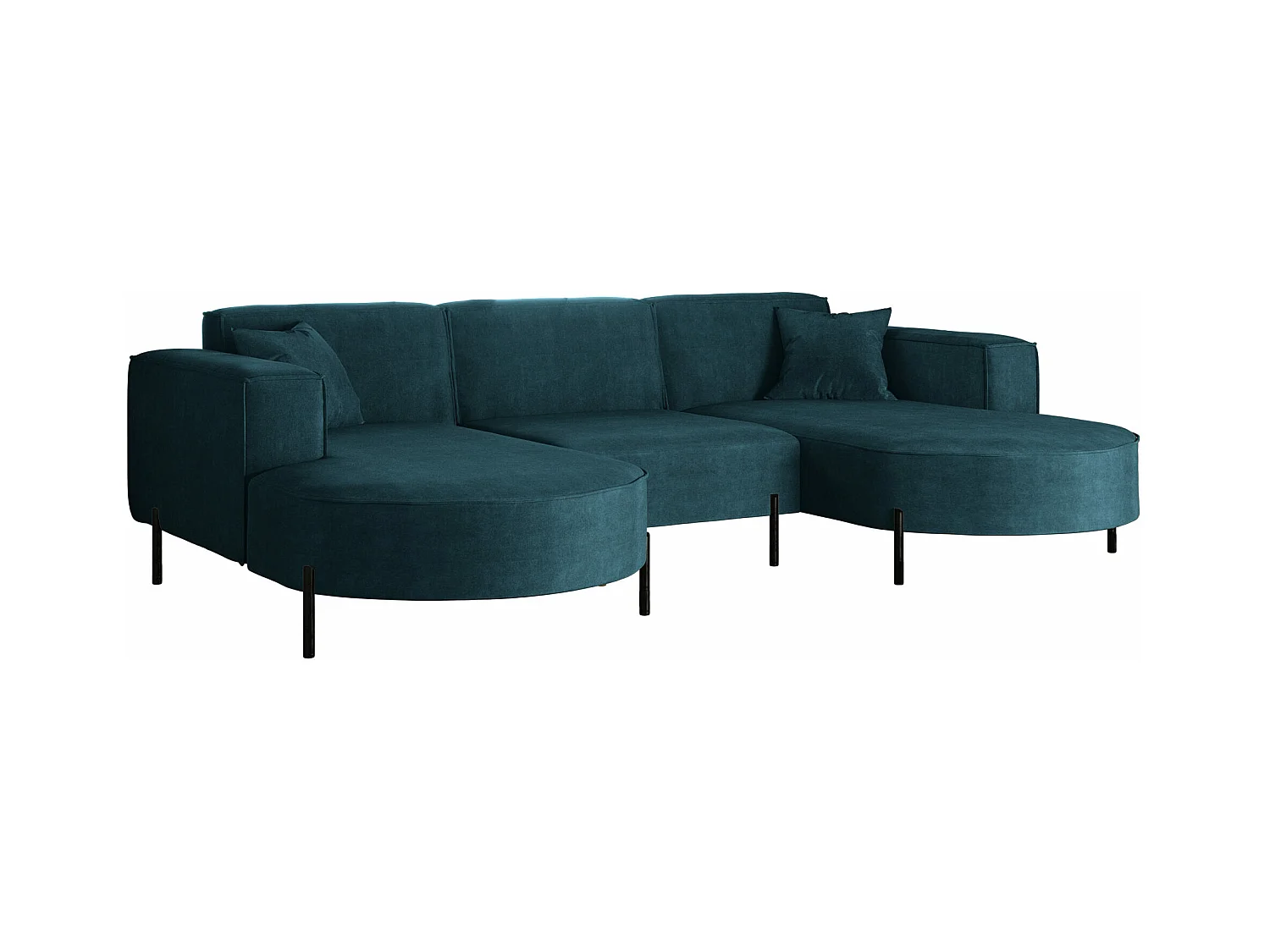 Canapé d'angle, Canapé Designer Modena U Pure tissu Noel Bleu