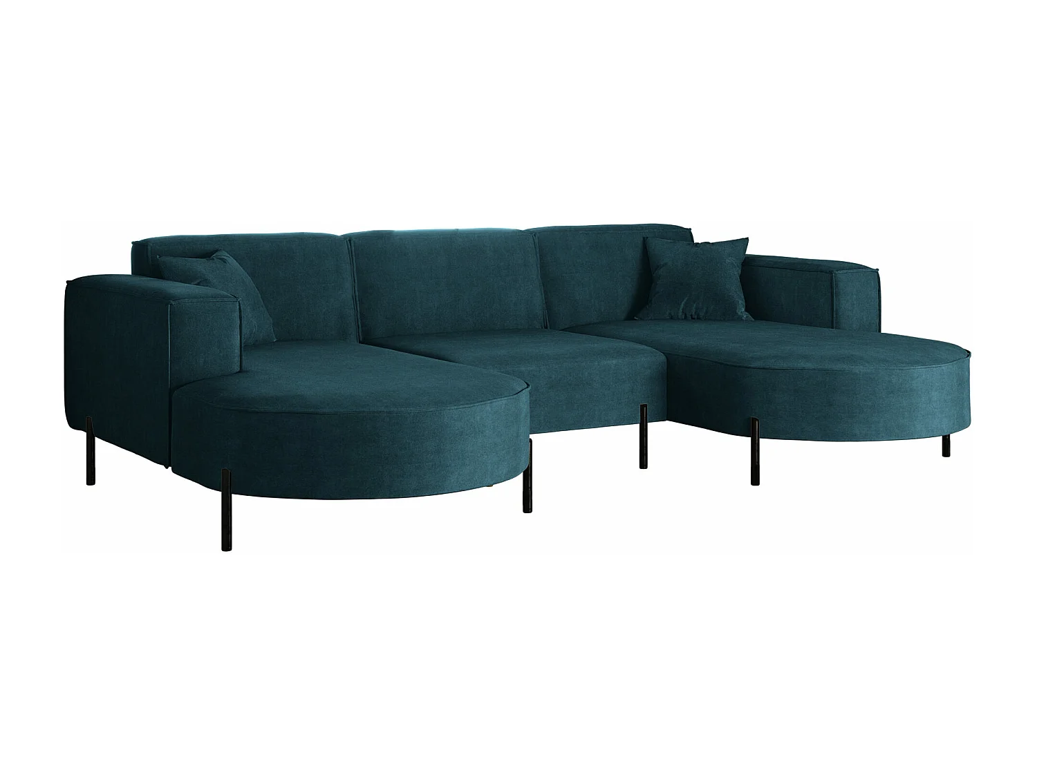 Canapé d'angle, Canapé Designer Modena U Pure tissu Noel Bleu