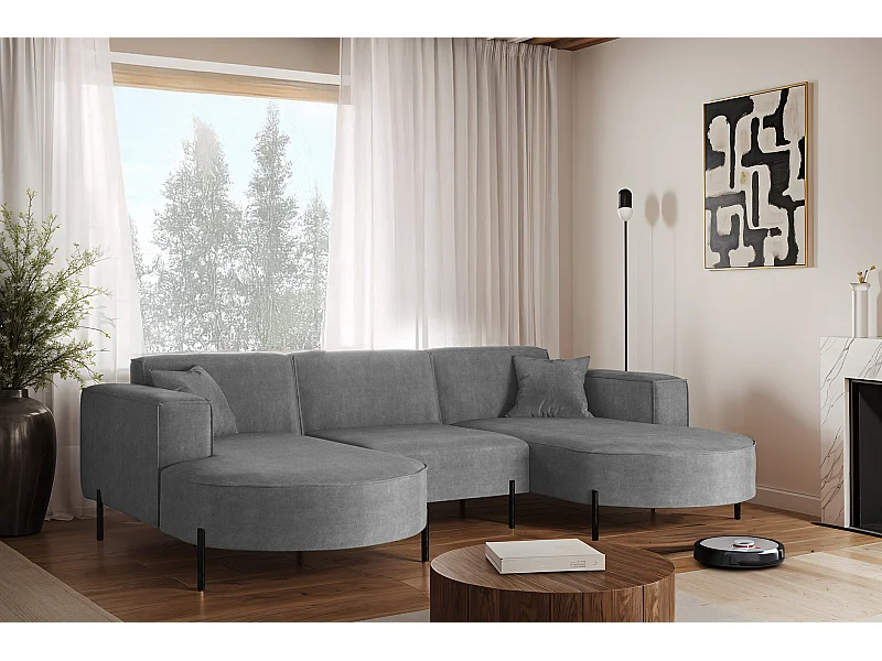 Hoekbank, Sofa Designer Modena U Pure stof Noel Ash Grey