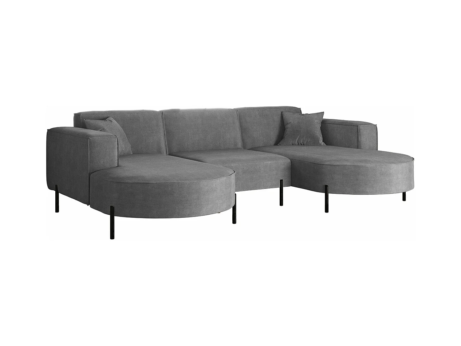 Canapé d'angle, Canapé Designer Modena U Pure tissu Noel Ash Grey