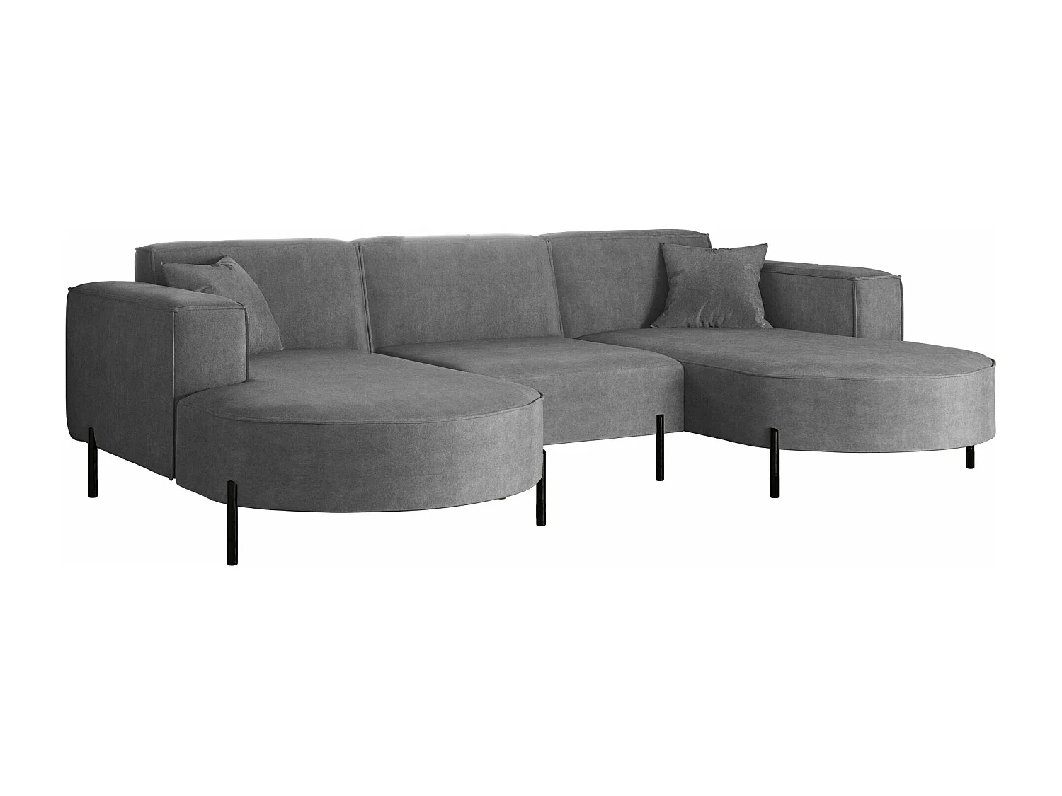 Canapé d'angle, Canapé Designer Modena U Pure tissu Noel Ash Grey