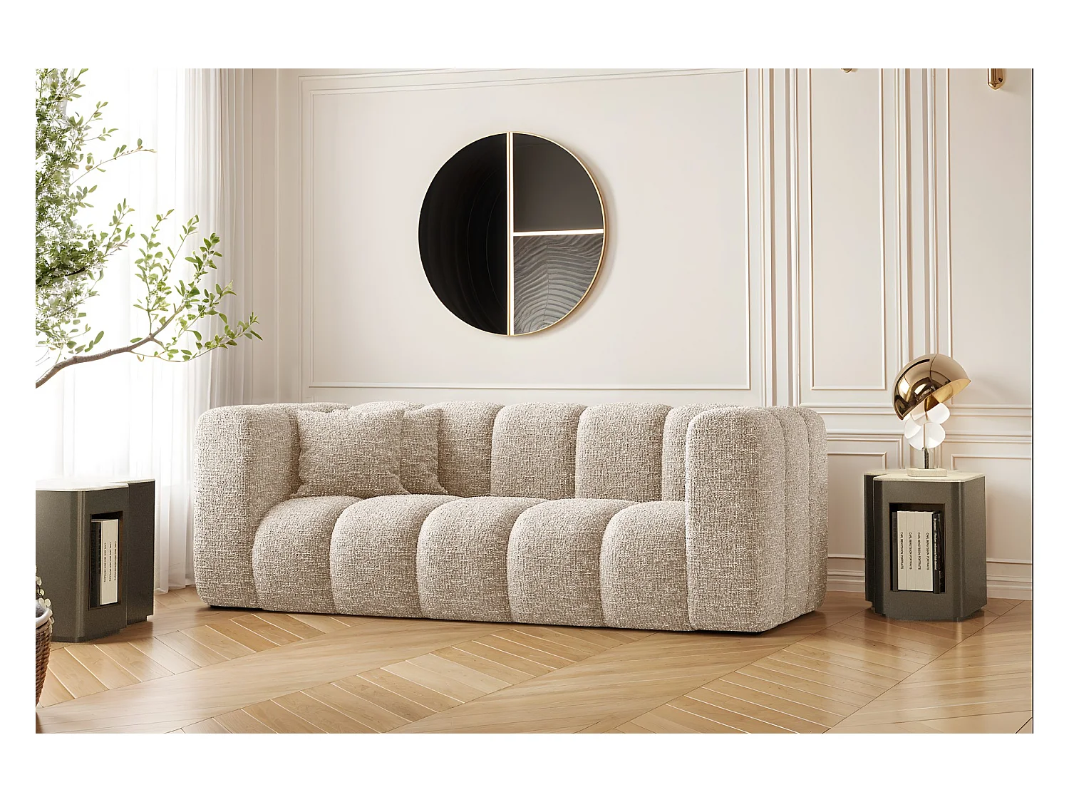 Bank, sofa, tweezitsbank Grand Modular stof Haga Ecru
