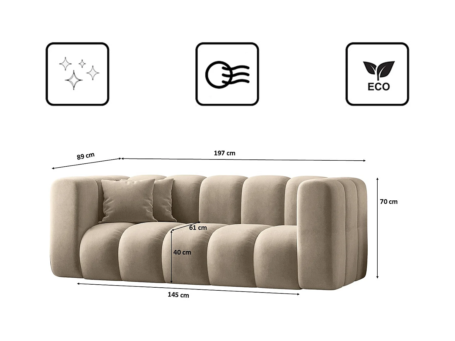 Sofa Zweisitzer-Sofa Grand Modular Stoff Salvador Beige