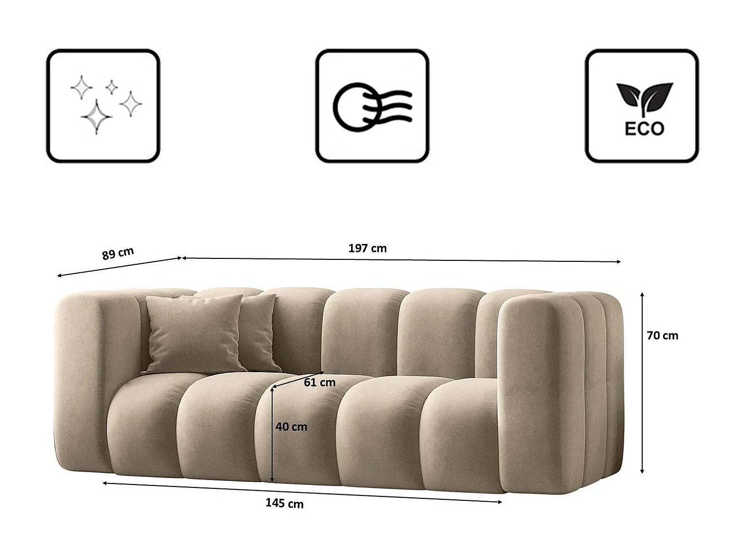 Sofa Zweisitzer-Sofa Grand Modular Stoff Salvador Beige