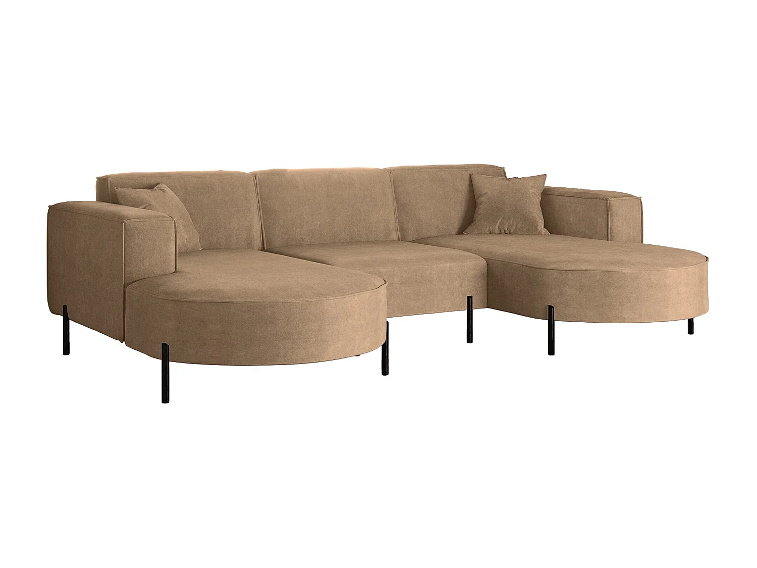 Canapé d'angle, Canapé Designer Modena U Pure tissu Noel Beige