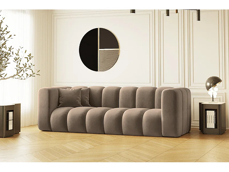 Couch Dreisitzer-Sofa Grand Modular Stoff Salvador Dunkelbeige