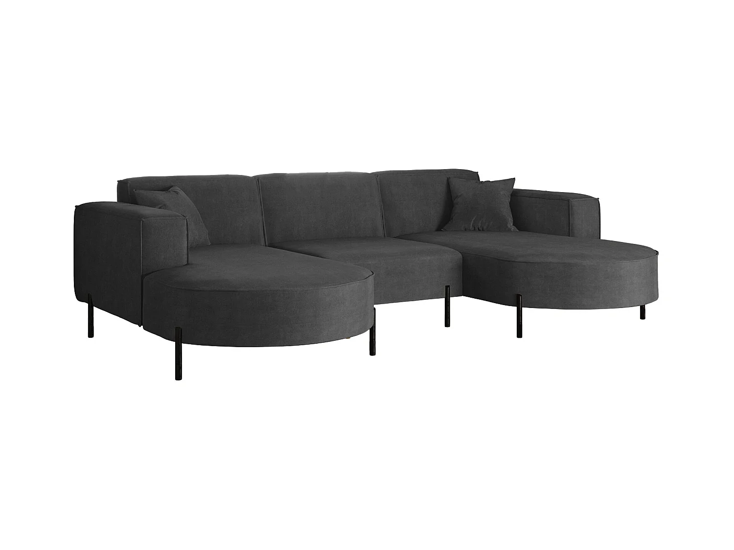 Canapé d'angle, Canapé Designer Modena U Pure tissu Noel Gris Foncé