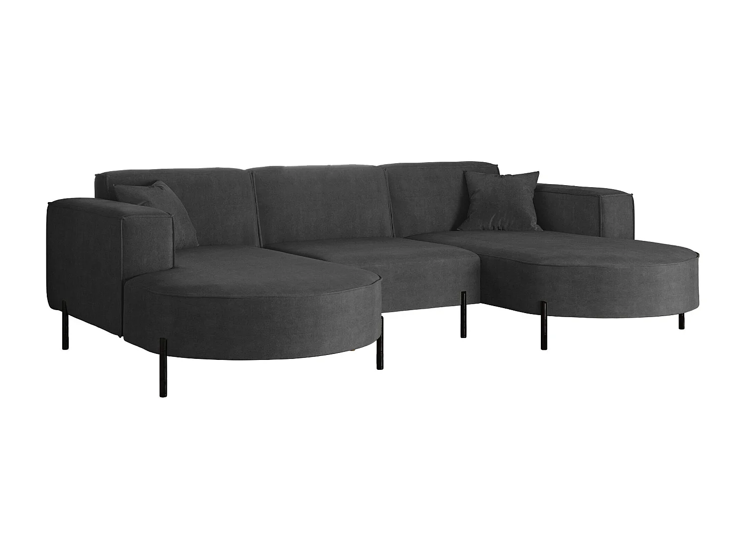 Canapé d'angle, Canapé Designer Modena U Pure tissu Noel Gris Foncé