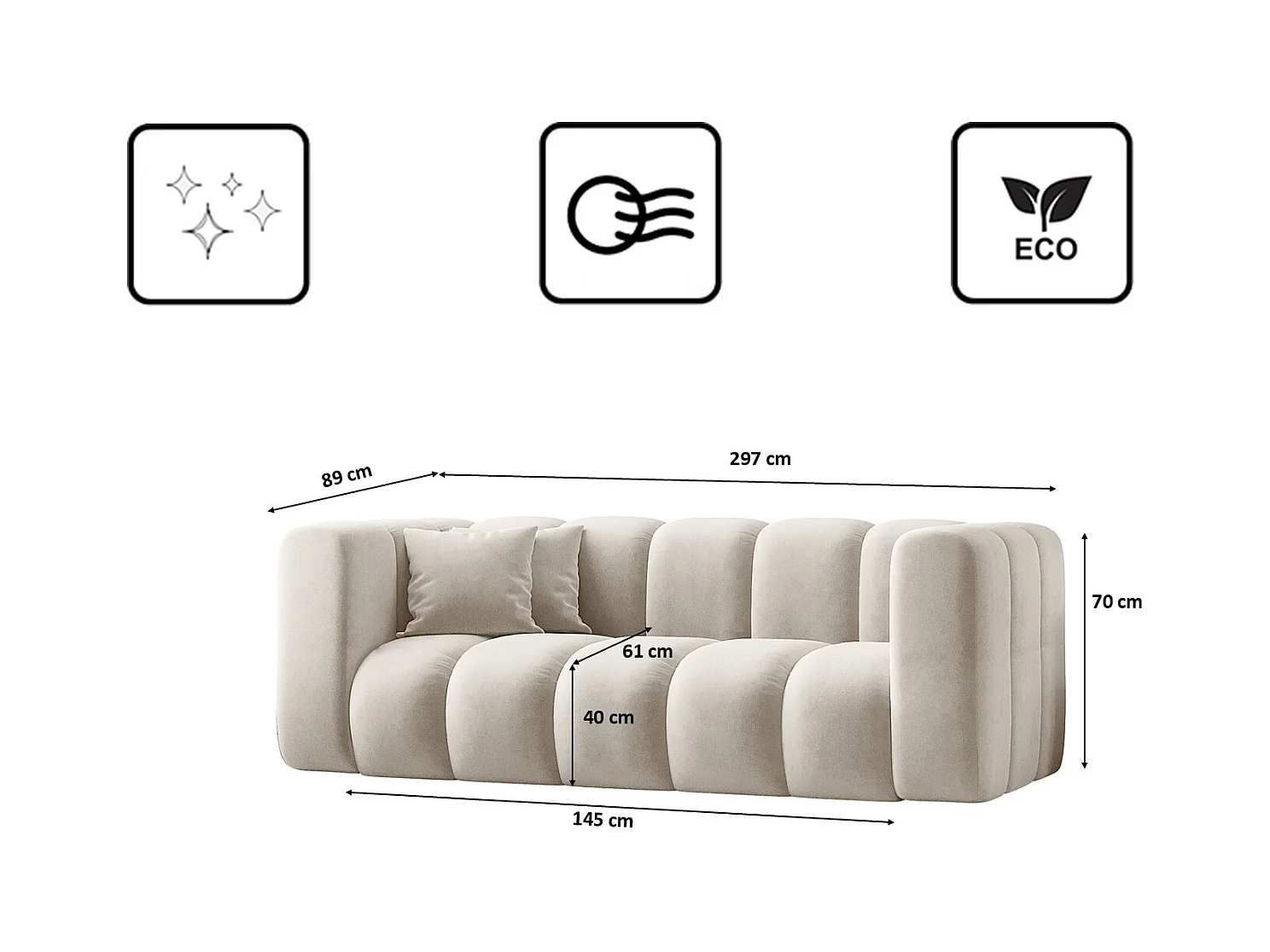 Sofa Zweisitzer-Sofa Grand Modular Stoff Salvador Hellgrau