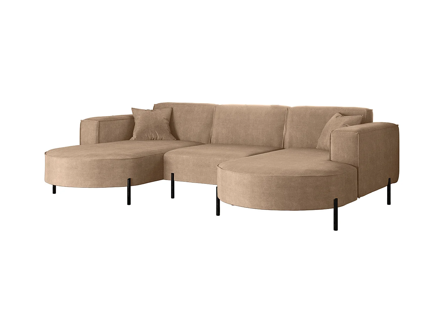 Canapé d'angle, Canapé Designer Modena U Pure tissu Noel Cold Beige