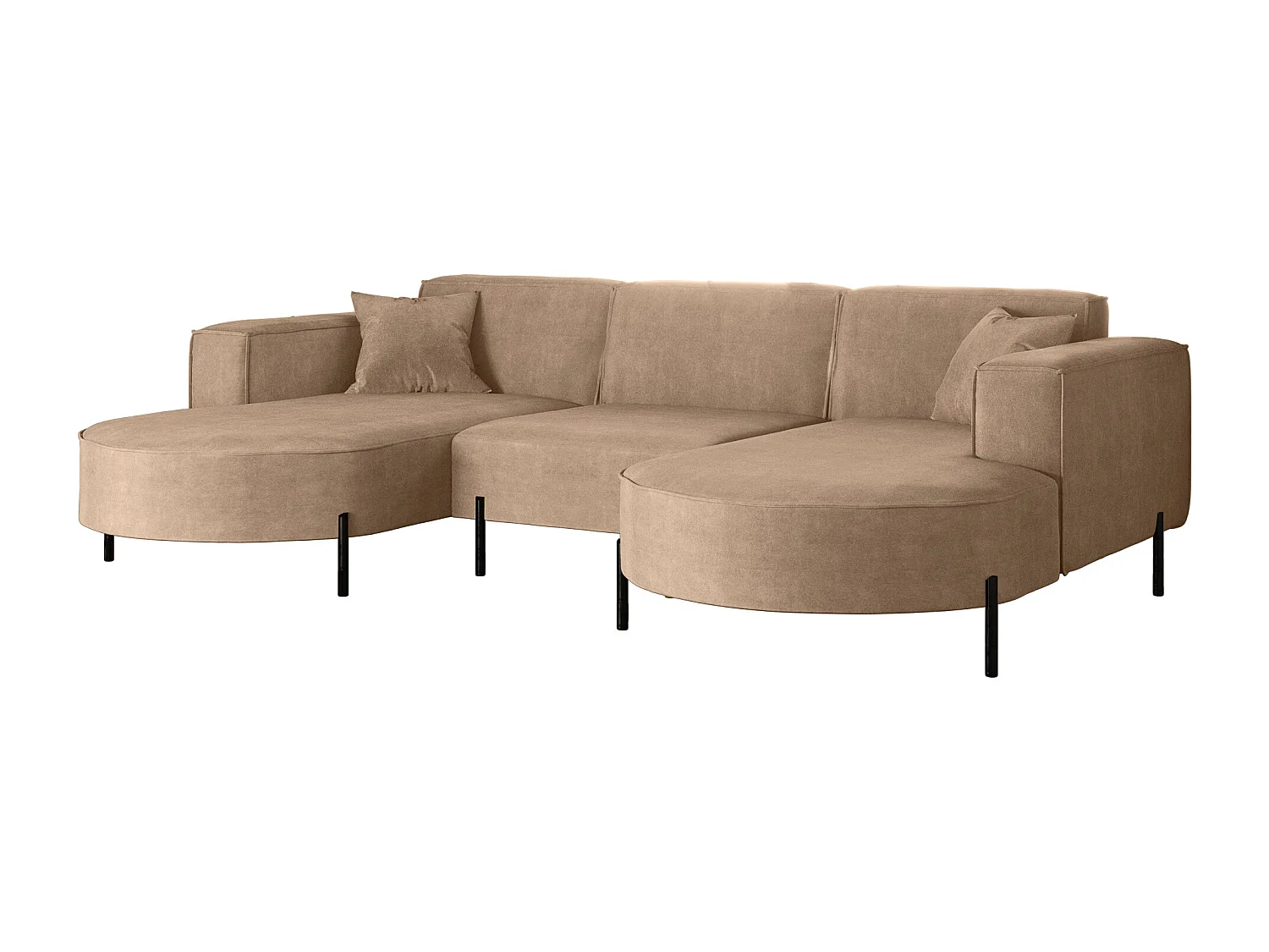 Canapé d'angle, Canapé Designer Modena U Pure tissu Noel Cold Beige