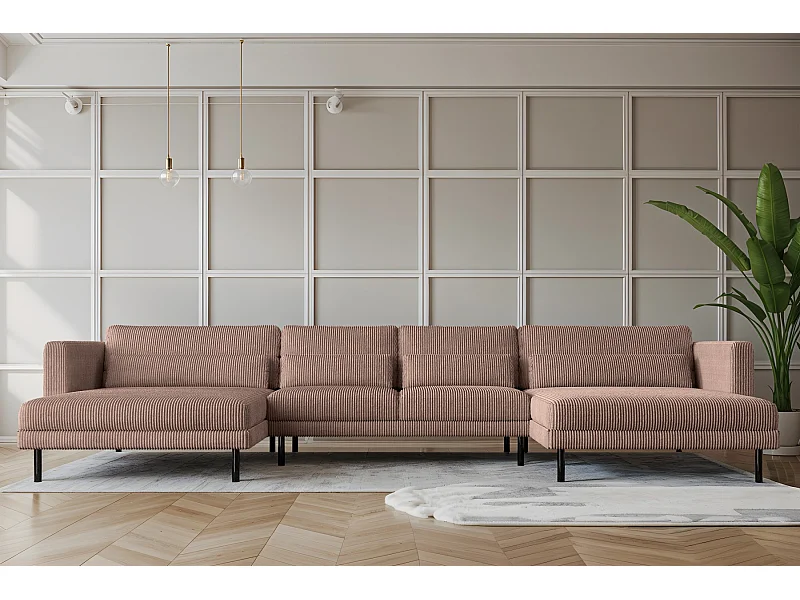 Ecksofa DANI in U-Form Stilvolles Stoff Poso Rosa
