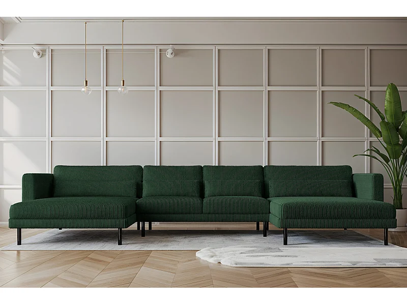 Hoekbank DANI in U-vorm Stijlvolle stof Poso Green