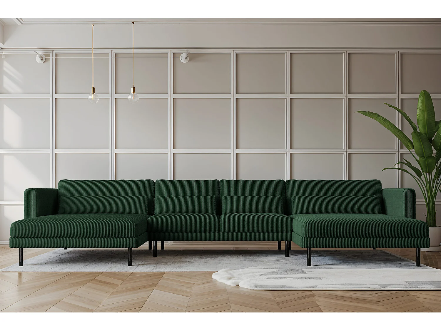 Canapé d'angle DANI en U Tissu élégant Poso Green