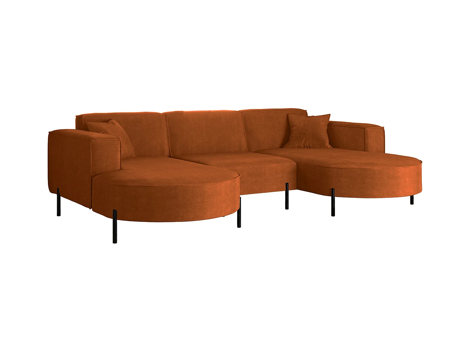 Canapé d'angle, Canapé Designer Modena U Pure tissu Noel Orange