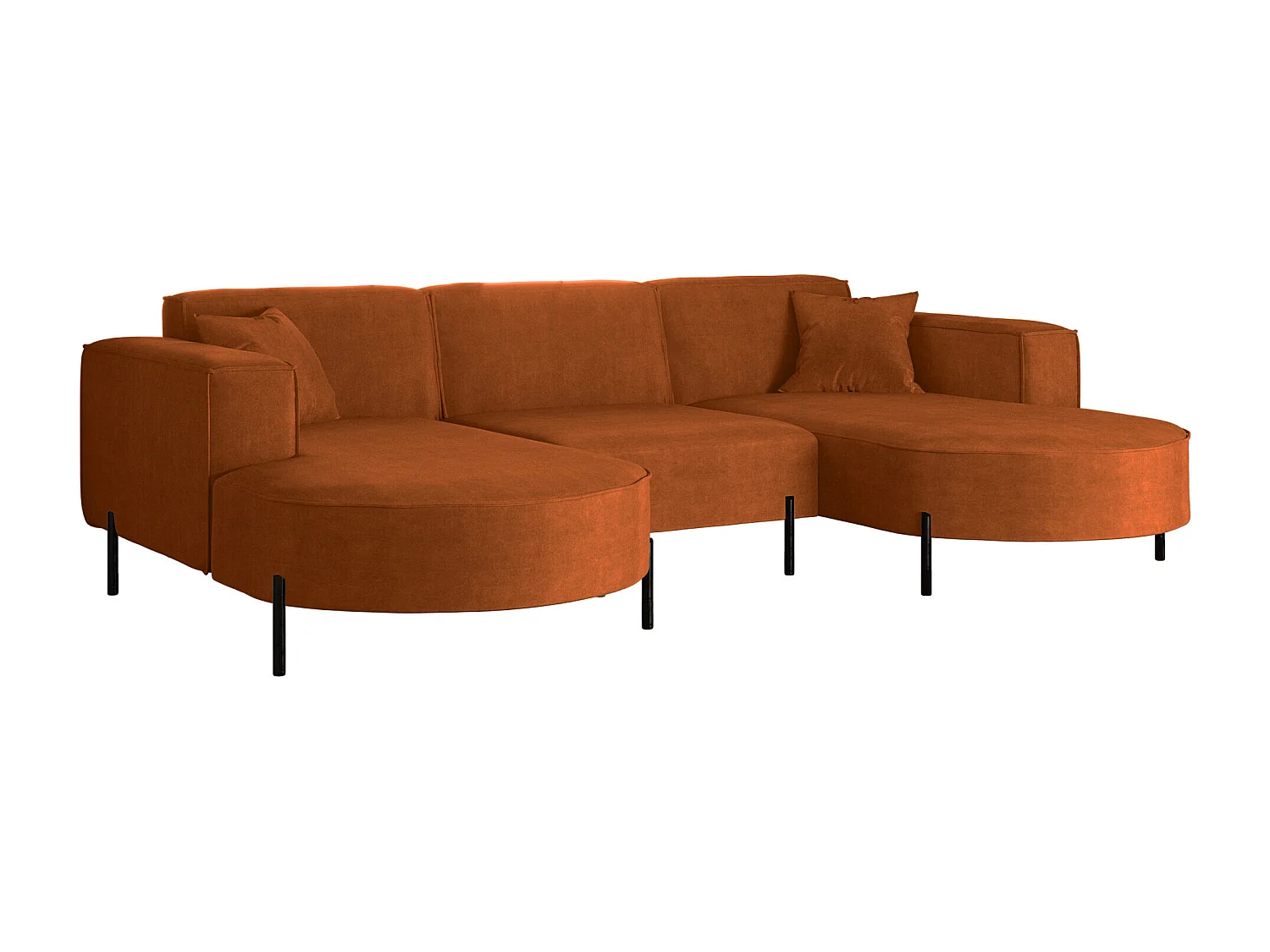 Canapé d'angle, Canapé Designer Modena U Pure tissu Noel Orange