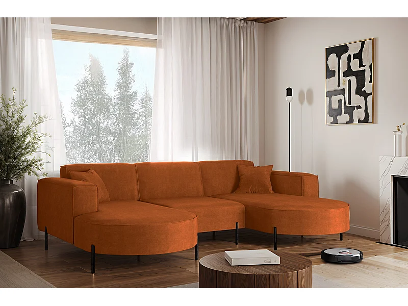 Hoekbank, Sofa Designer Modena U Pure stof Noel Oranje