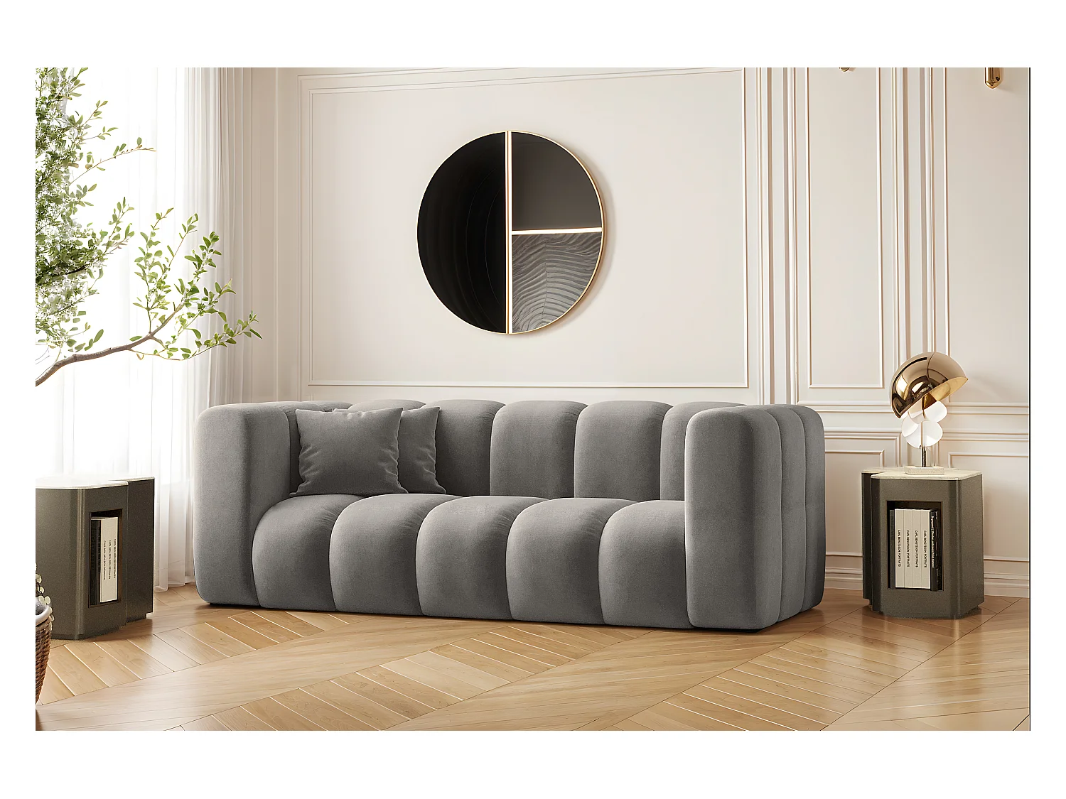 Canapé Canapé deux places Grand Modulaire tissu Salvador Gris