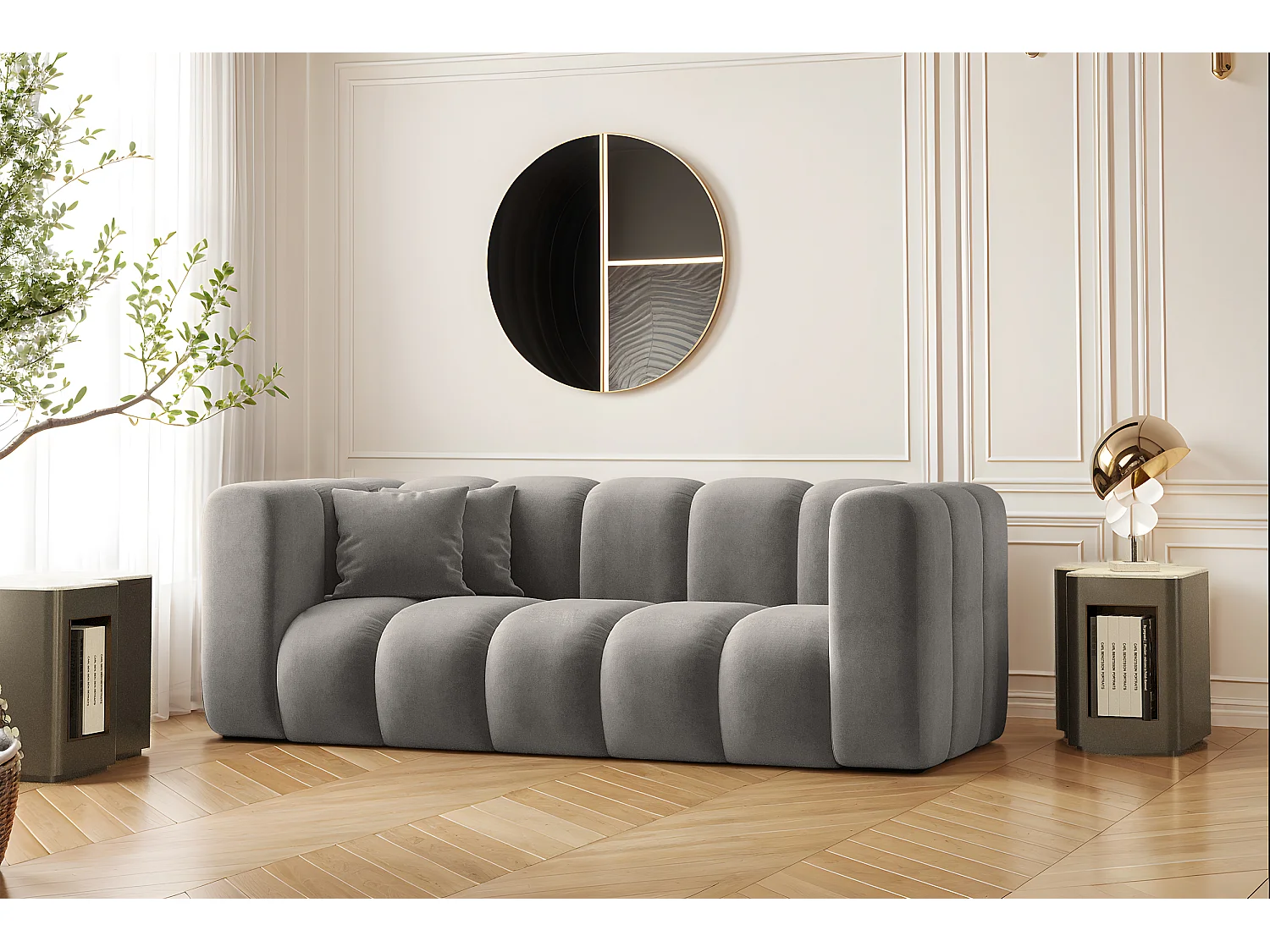Sofa Zweisitzer-Sofa Grand Modular Stoff Salvador Grau