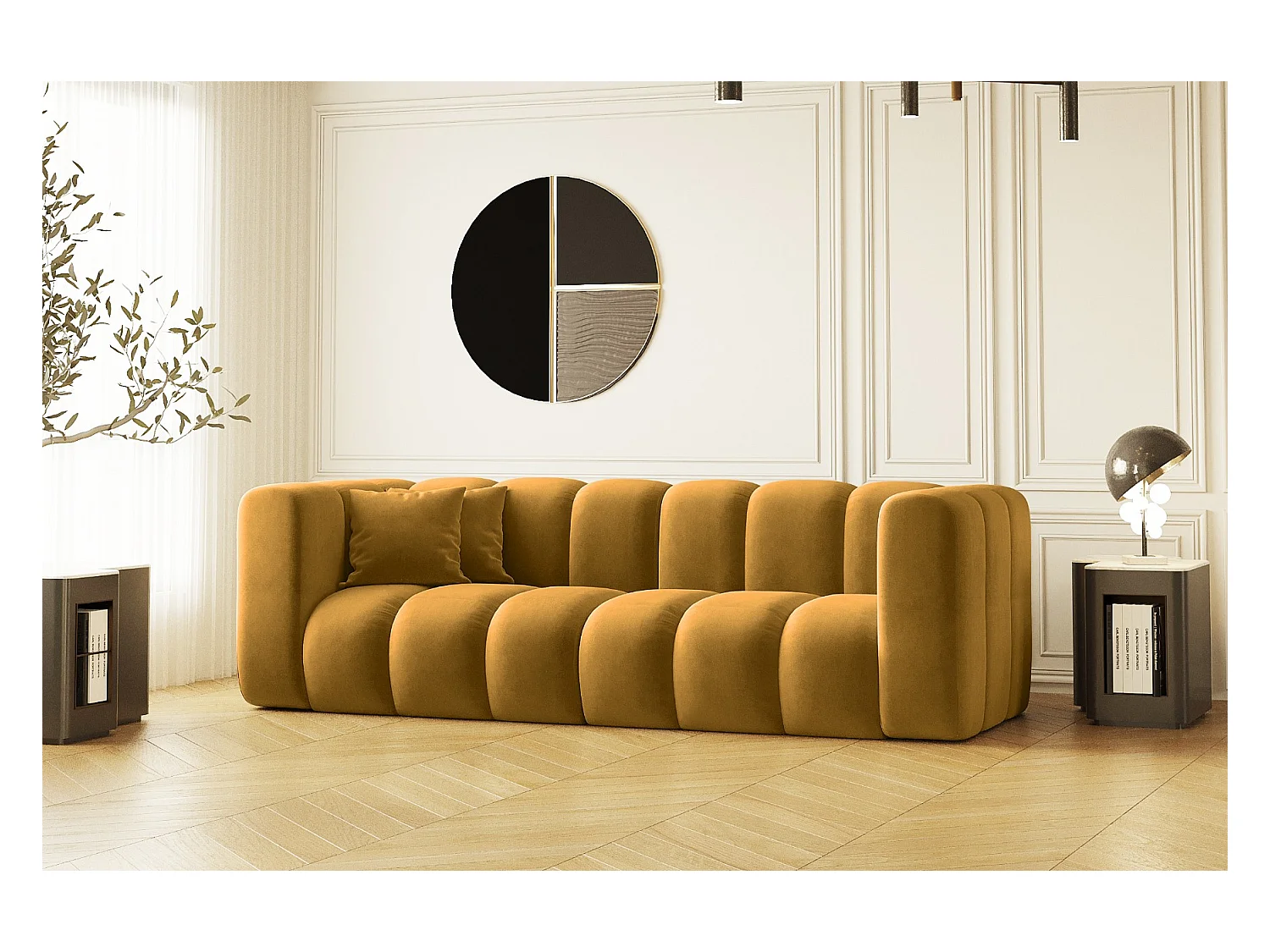 Couch Dreisitzer-Sofa Grand Modular Stoff Salvador Gelb